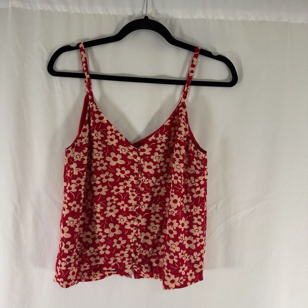 Madewell Tank Top Women's 4 Red Gold Floral Lightweight Sleeveless Adjustable